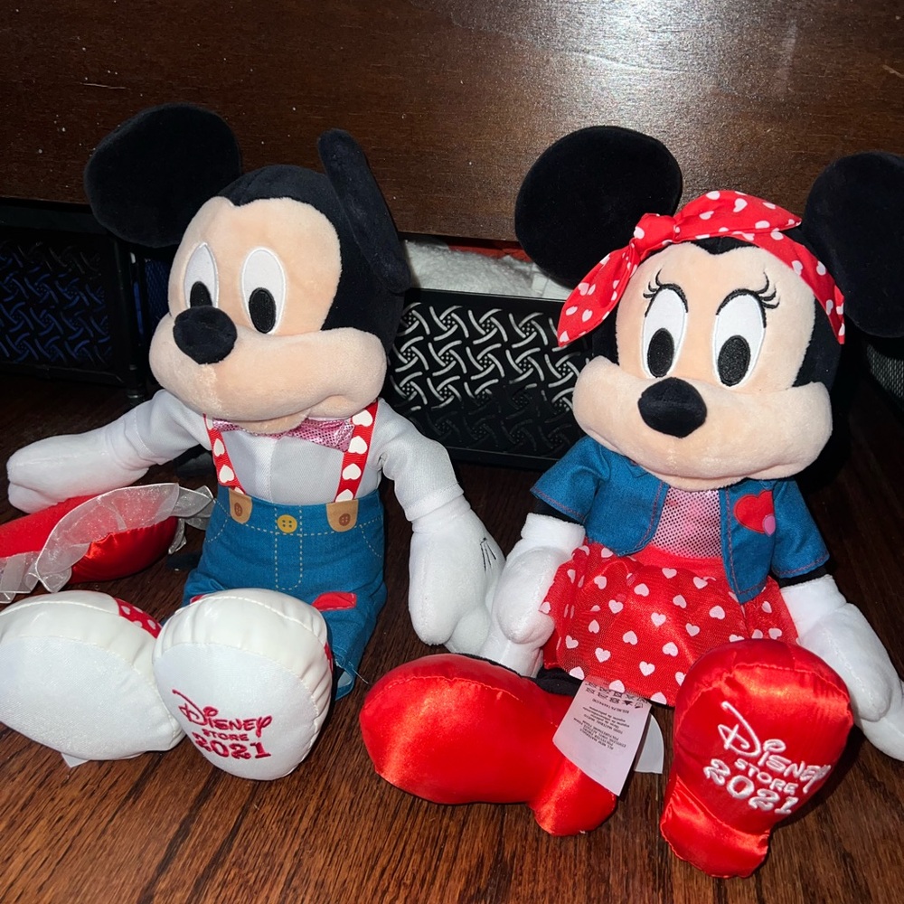 Disney Red and White Mickey and Minnie Mouse Plush Toys